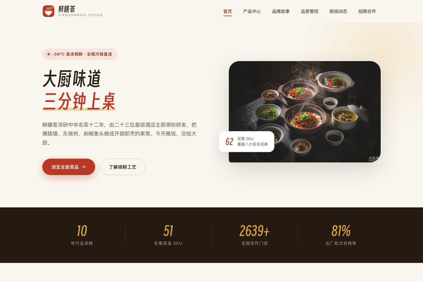 鲜膳荟 — 大厨味道，三分钟上桌 | 预制菜品牌官网