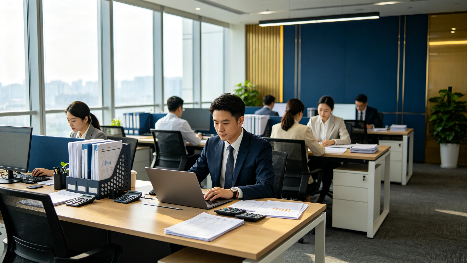 恒信财税专业财务团队在办公室工作