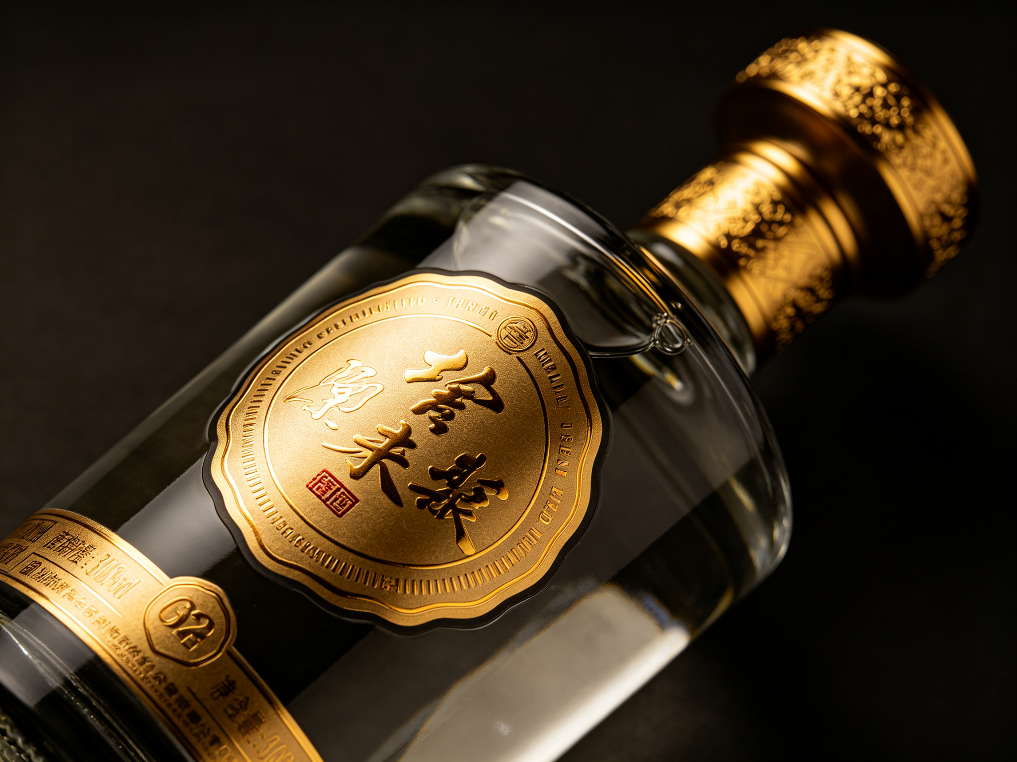 醇酿酒业白酒烫金酒标