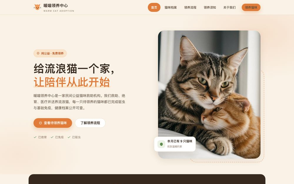 暖喵领养中心｜猫咪免费领养